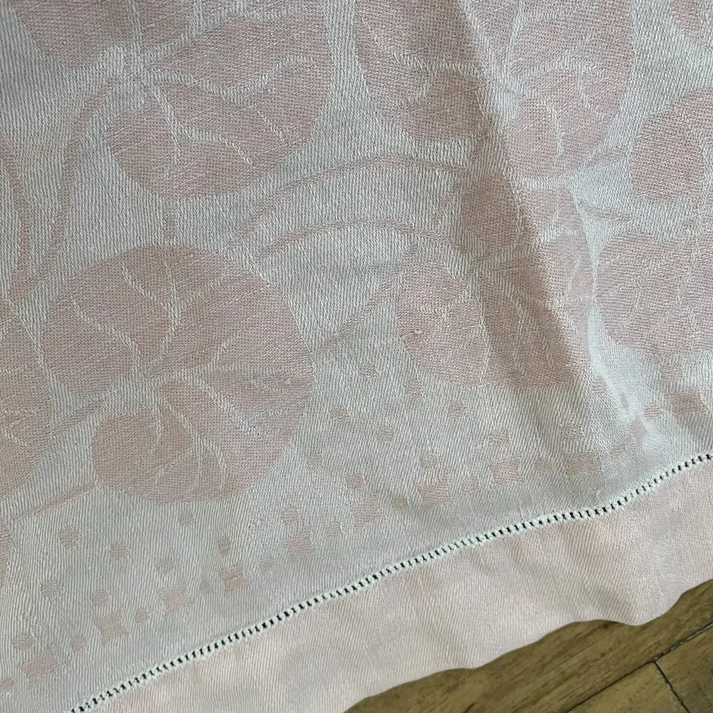 Vintage Linen Tablecloth Light Pink Persian Style Reversible 54